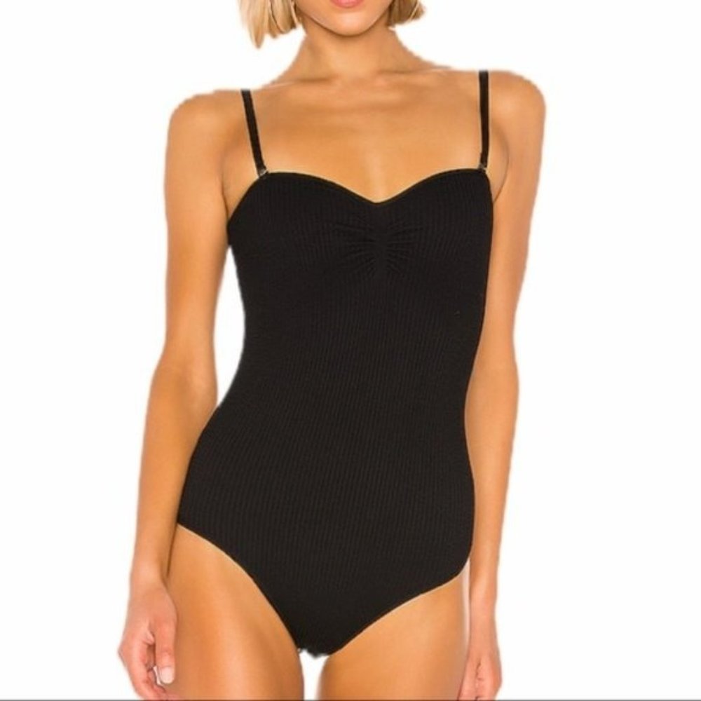 Free People Catch Up bodysuit in Black
